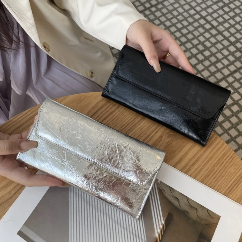 กระเป๋าสตางค์หนังวัวแท้แบบยาว พร้อมคลิปหนีบเงิน ดีไซน์หรูหรา สำหรับผู้หญิง เหมาะเป็นของขวัญสำหรับงานเลี้ยงอาหารค่ำหรือโอกาสพิเศษ