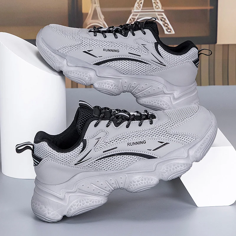 

Мужская спортивная обувь большого размера, высококачественные сетчатые дышащие легкие кроссовки на шнуровке для бега на открытом воздухе для мужчин