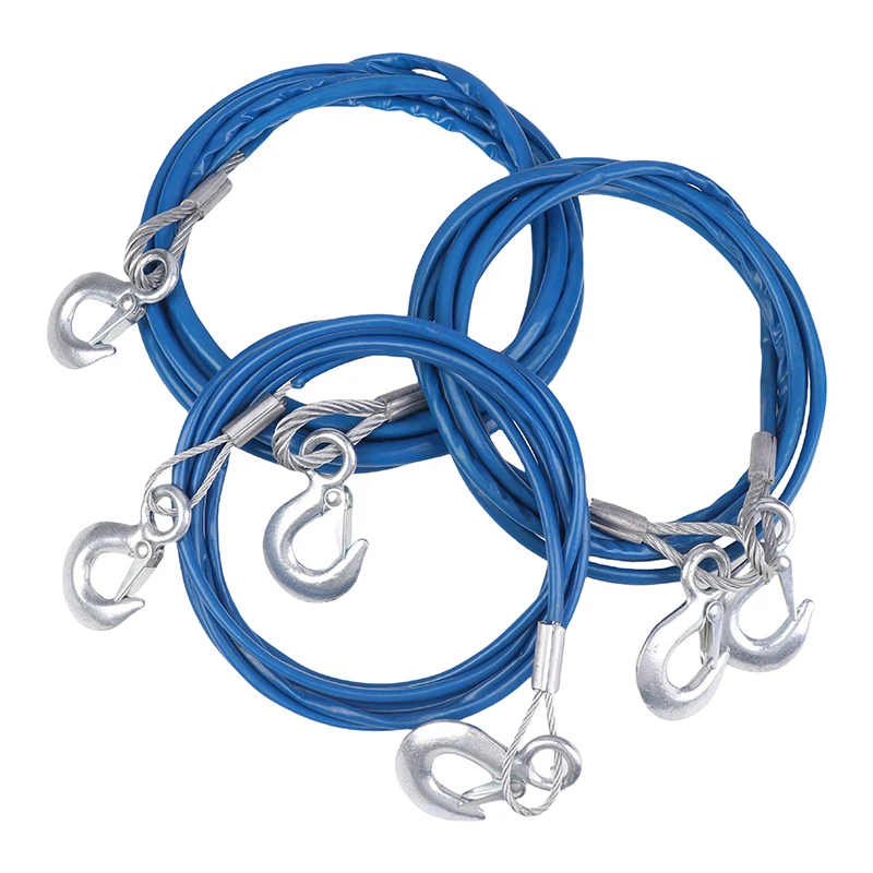 

4/5M Car Tow Rope Auto Pull Roped 3-7 Tons Steel Wire Tow Ropd Traction Roping Trailer Pulls Rope With Hooks Car Emergency Tool