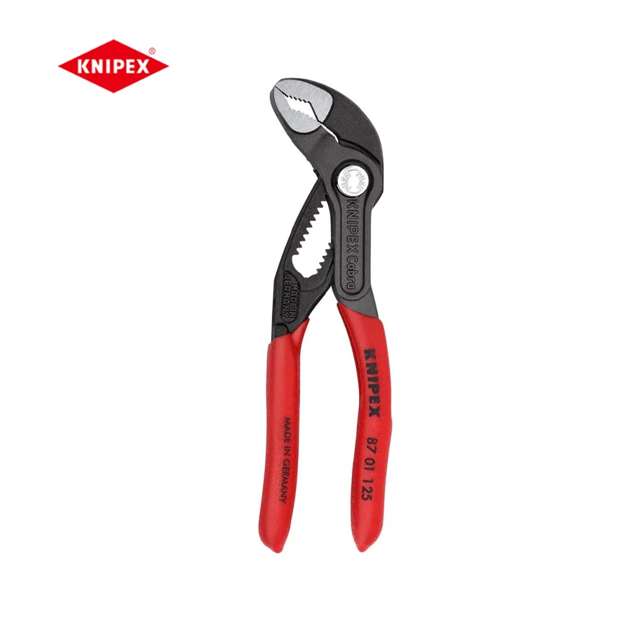 KNIPEX Tools Cobra Water Pump Pliers 5 Inch Red and Silver High-Tech Pumping Pliers with 61 HRC 8701125