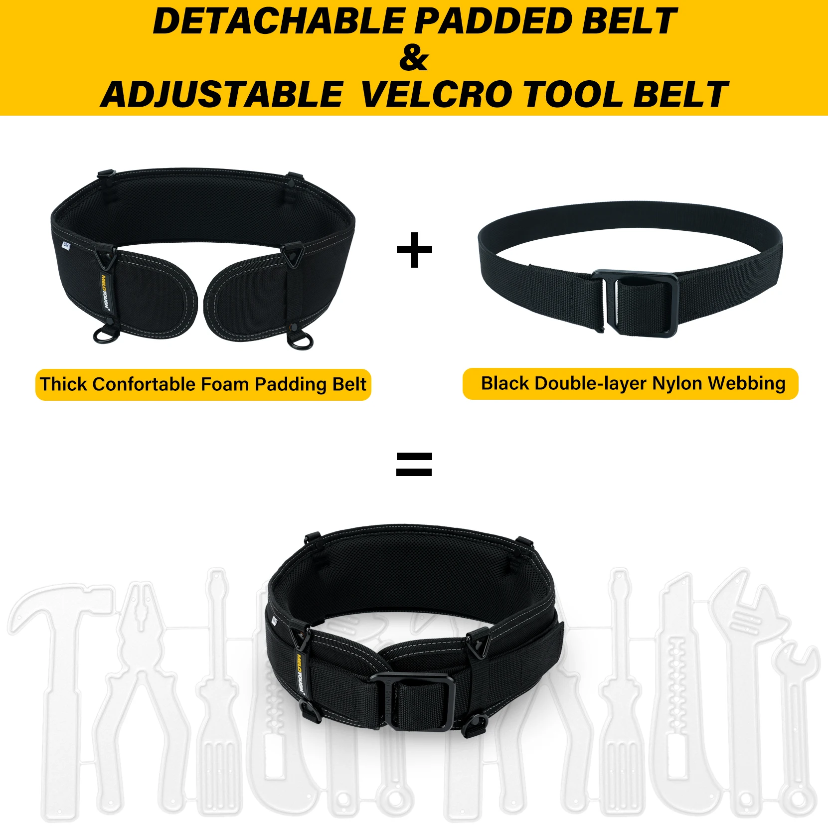 Padded Tool Belt,Electrician Tool Belt,Work Belt for Men,Quick Release,Thick Confortable Foam Padding Adjustable Waist