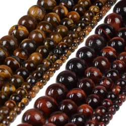 High Quality Natural Stone Tiger Eye Beads Brown Red 4 6 8 10 12 mm Sizes Round Stone Beads For Jewelry making