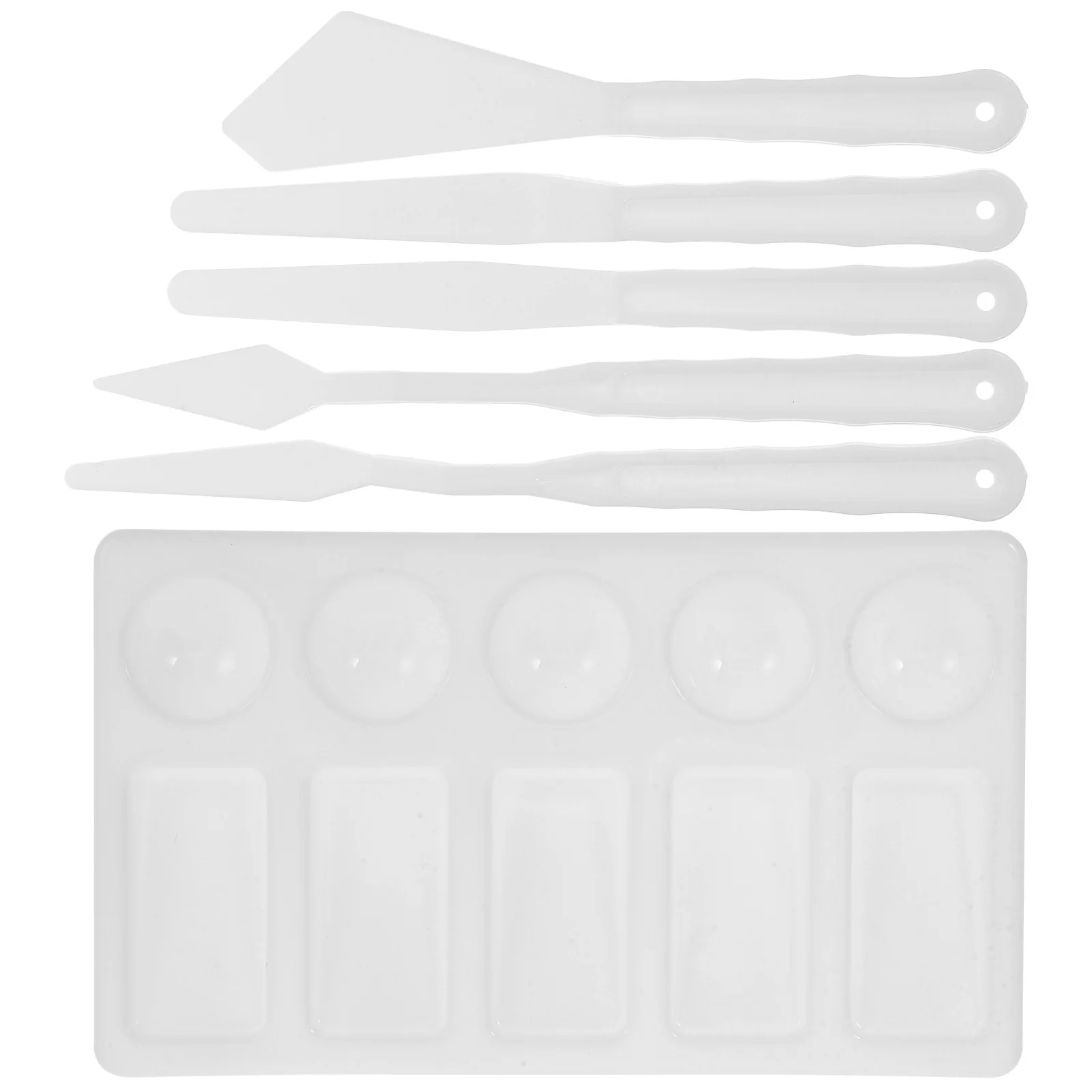 

Plastic Paint Spatula Palette Set with Assorted Shapes for Oil Watercolor Painting Easy Clean Mixing Tools for Artists Beginners