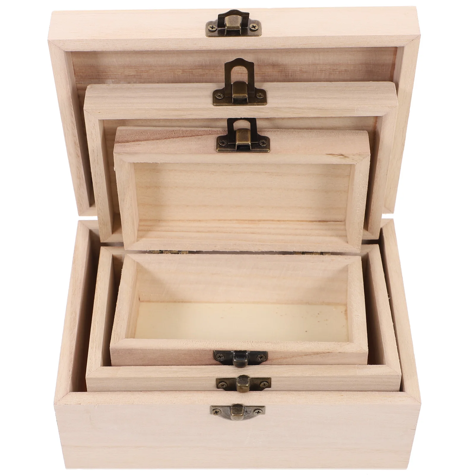 

Wood Case Set Sturdy Eco-Friendly Wooden Box Lock Storage Organizer Jewelry Cosmetics Crafts Home Diy Graffiti Unfinished