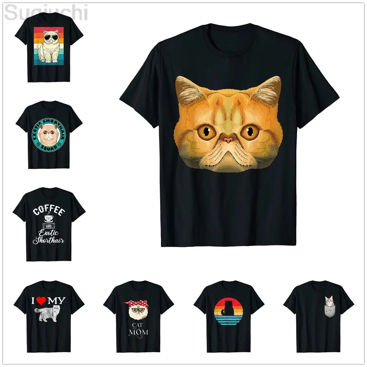 Exotic Shorthair Cat Lover T-Shirt 100% Cotton Men Women Unisex Hip Hop T Shirts For Gift Size XS-5XL