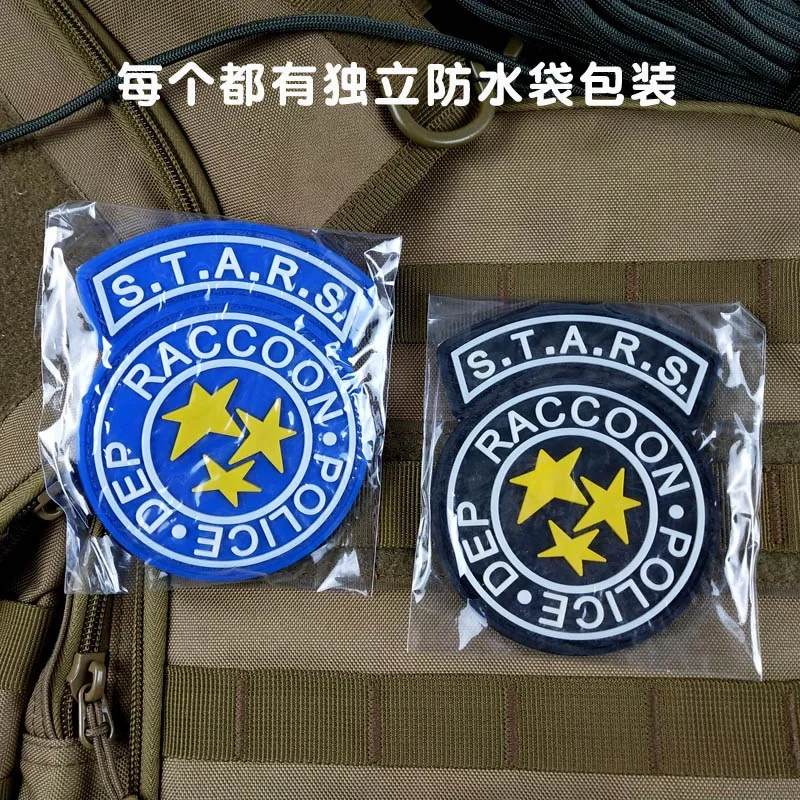 STARS S.T.A.R.S. Raccoon City DEP. RUBBER Shoulder Patches Applique Hook Back Patches Tactical Emblem Applique Combat Badge