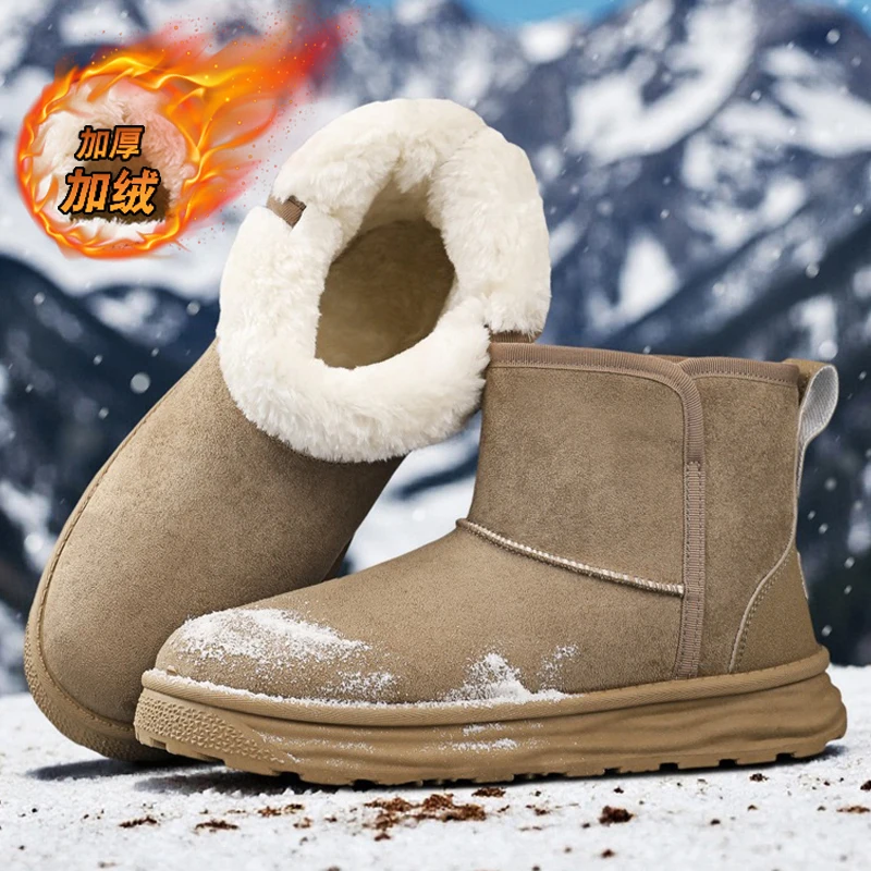 Retro Fleece Lined Work Ankle Boots For Men Firm Stitched Upper Non Slip Sole Warm Casual Boots Winter Trend Street Outfit Match
