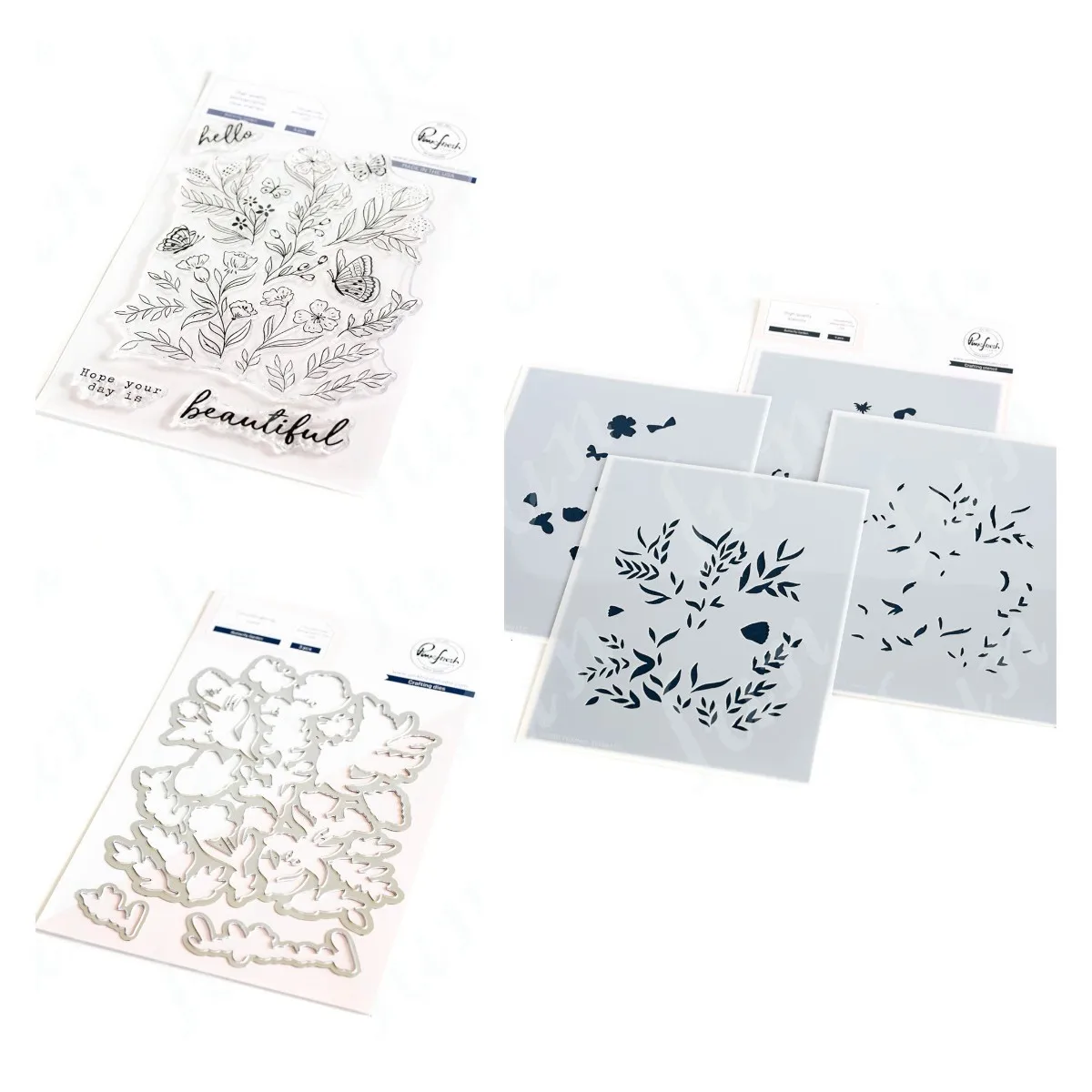 

Resuable Clear Stamps Stencils Butterfly Garden Flowers Metal Cutting Dies Layering Drawing Stencils Embossed Template Scrapbook