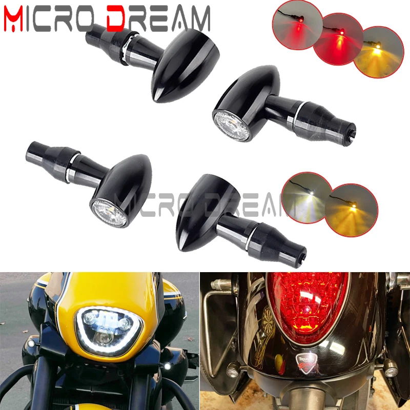 E32 Mark 8mm mini Motorcycle LED Bullet Turn Signal Light Brake Blinker Tail Lamp Universal For Harley Bobber Cafe Racer Chopper