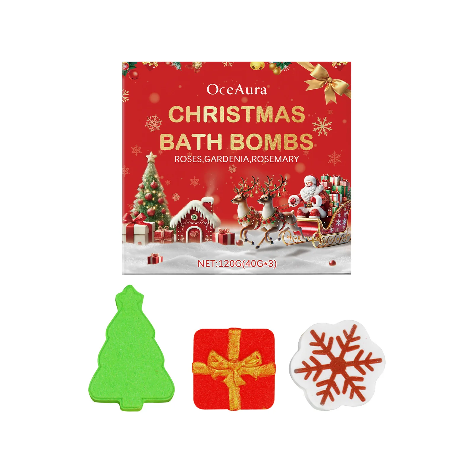 Christmas Bath Ball Gifts Set Lasting Fragrances Aromatic Odor Relaxing Mood Stress Relief Body Spa Handmade Bath Salt Ball Bomb