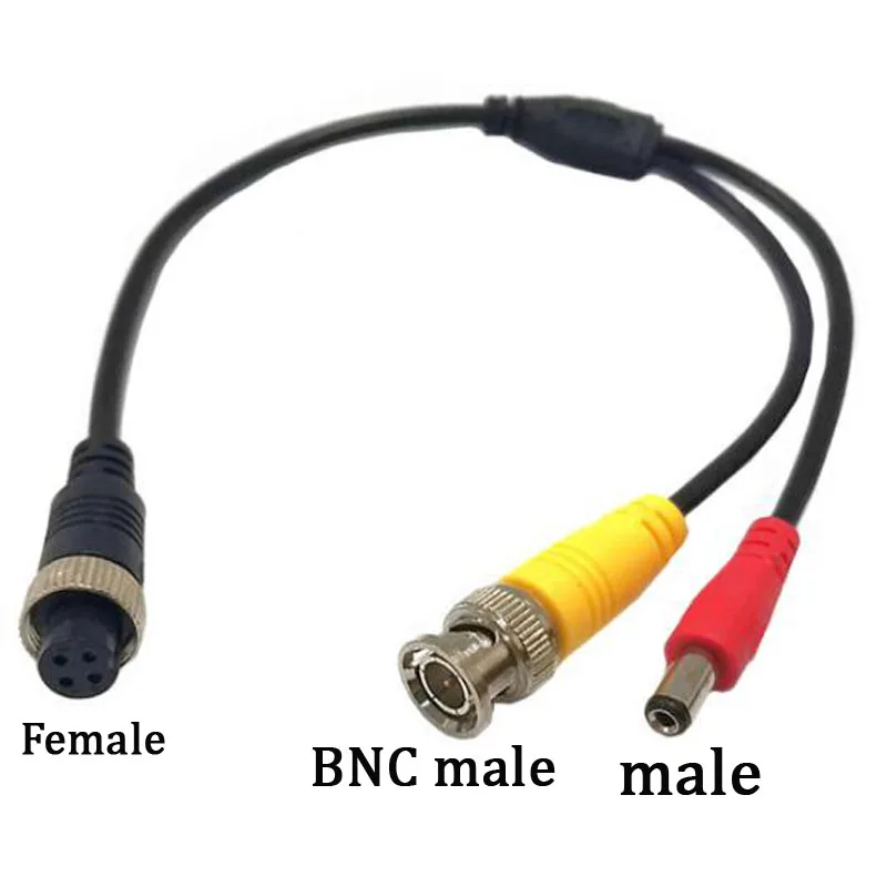 4 Option Car Video line 4PIN Aircraft Female to BNC male DC male  For Car Rear View Camera Parking assistance