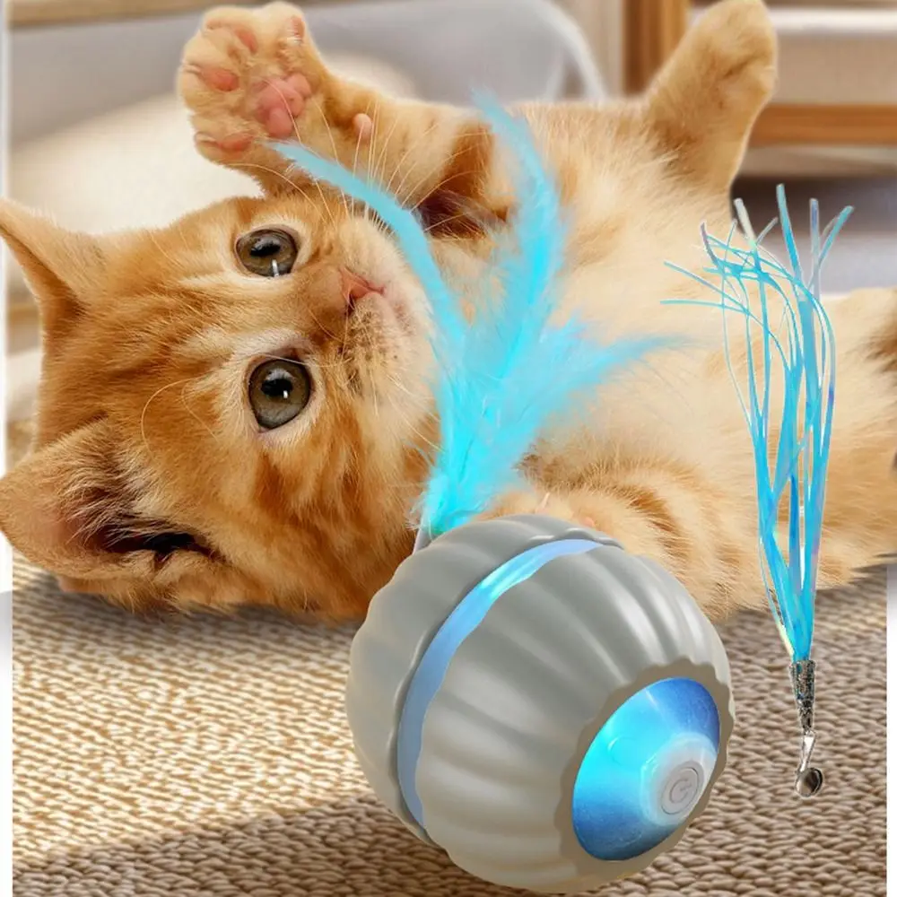 

2 Tails Cat Interactive Ball Toy Obstacle Avoidance Soft Light Intelligent Cat Toy Ball Tracking Function Detachable