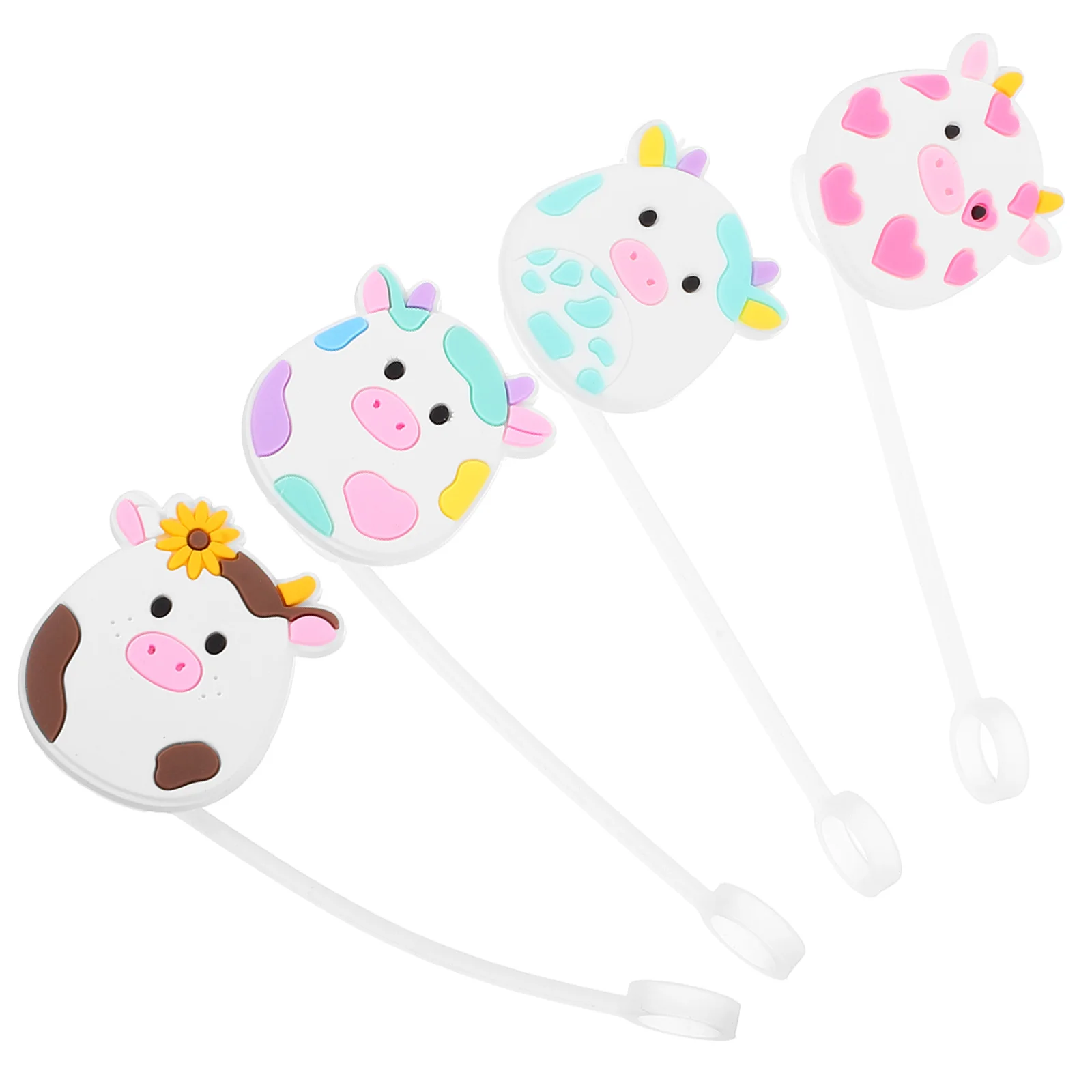 4 Pcs Automatic Straw Dust Cap Straws Drinking Toppers Pvc Cute Lid Tip Covers