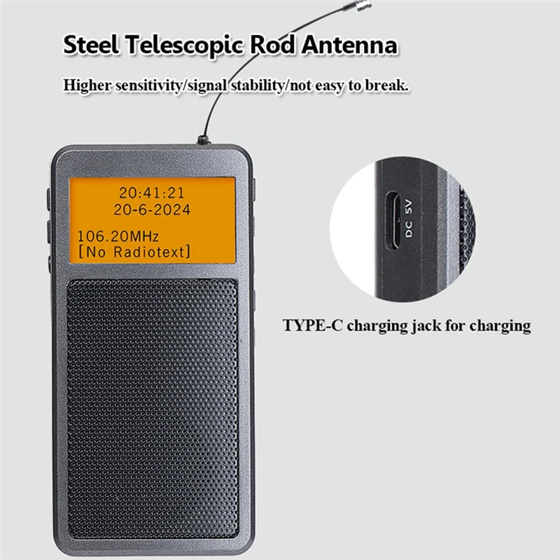 

Portable Bluetooth Radio Pocket Mini FM Stereo Radios Wireless Bluetooth Speaker With Alarm Clock For Elder Outdoor-AB36