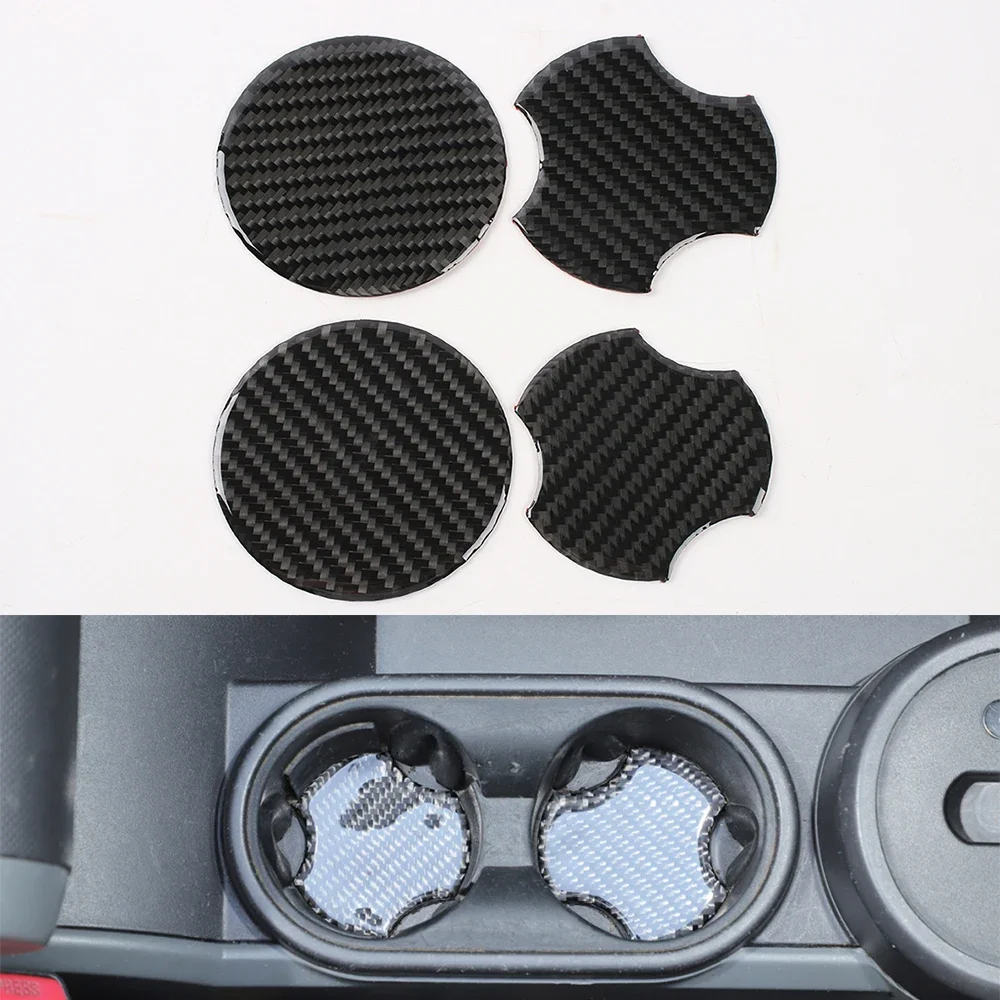 

Автомобильные наклейки из настоящего углеродного волокна для Jeep Wrangler JK 2007-2010, держатель для стакана воды, обшивка, Стайлинг