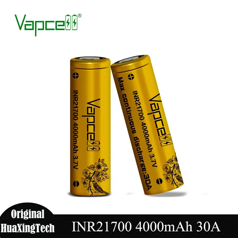 Vapcell-充電式リチウム電池21700,4000mah,30a,3.7v,inr21700,ゴールド,家電,オリジナル