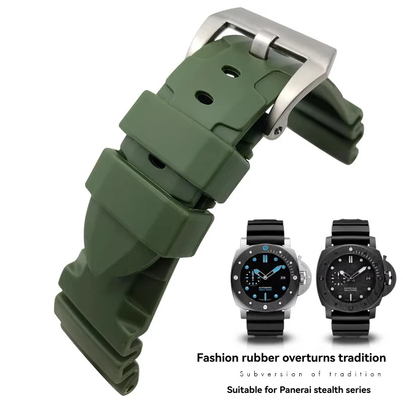 

For Panerai Lumino PAM01312 PAM441 359 111 Bracelet Fat Sea Waterproof Men's Silicone Watch Band 22 24mm 26mm Rubber Watch Strap