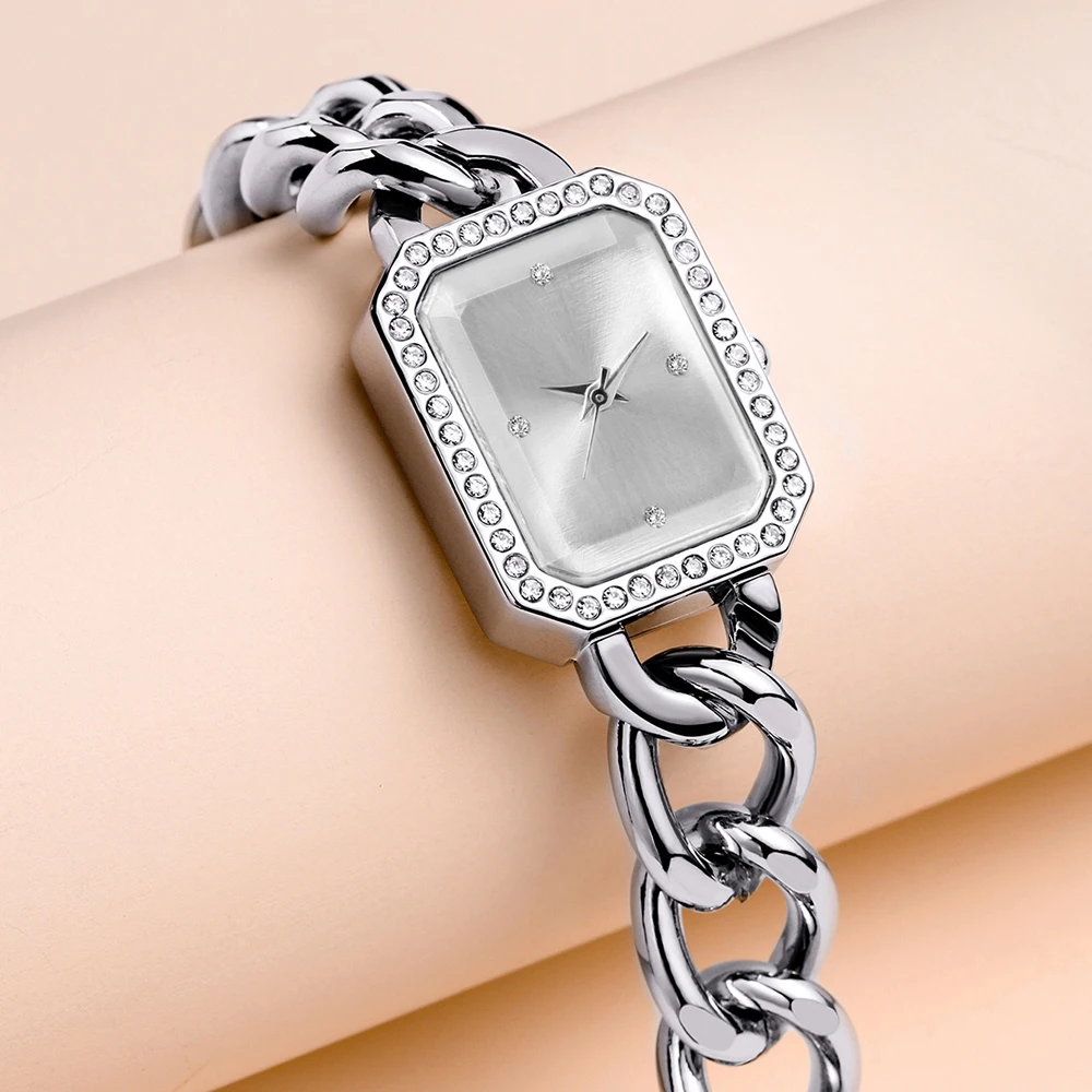 LUCKY FOX New Luxury Small Square Women Watch Bracelet Jewelry Simple and Versatile Diamond Case Women Chain Quartz Watch Reloj