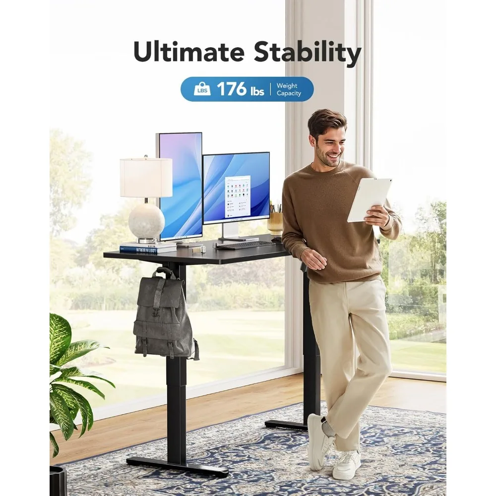 Adjustable Height Desk, 48x24 Solid Surface, 4 Memory Settings, Ergonomic Standing Desk
