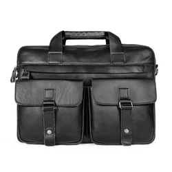 Genuine Leather Men's Briefcases 15.6