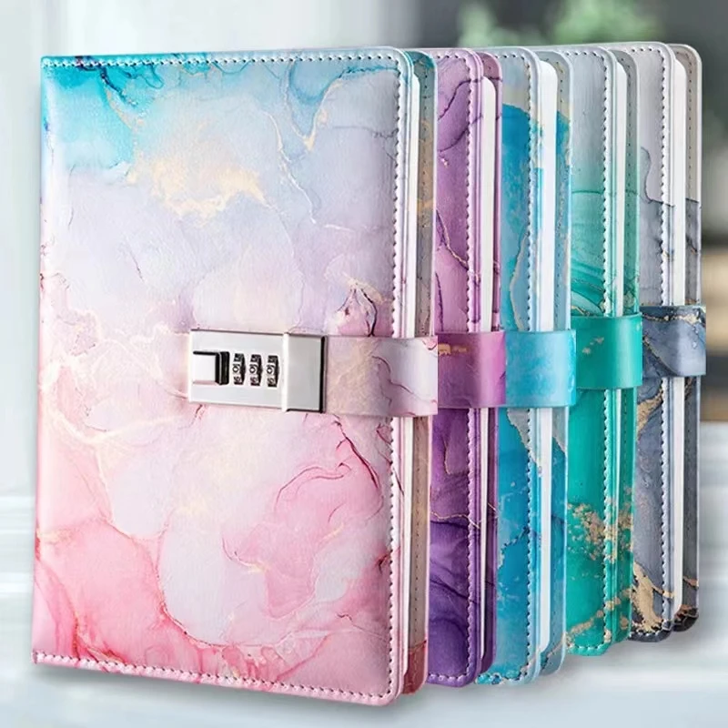 

Colorful A5 Password Book With Lock Diary Thickened Password Lock Notebook Journal Student Notepad Office School Supplies