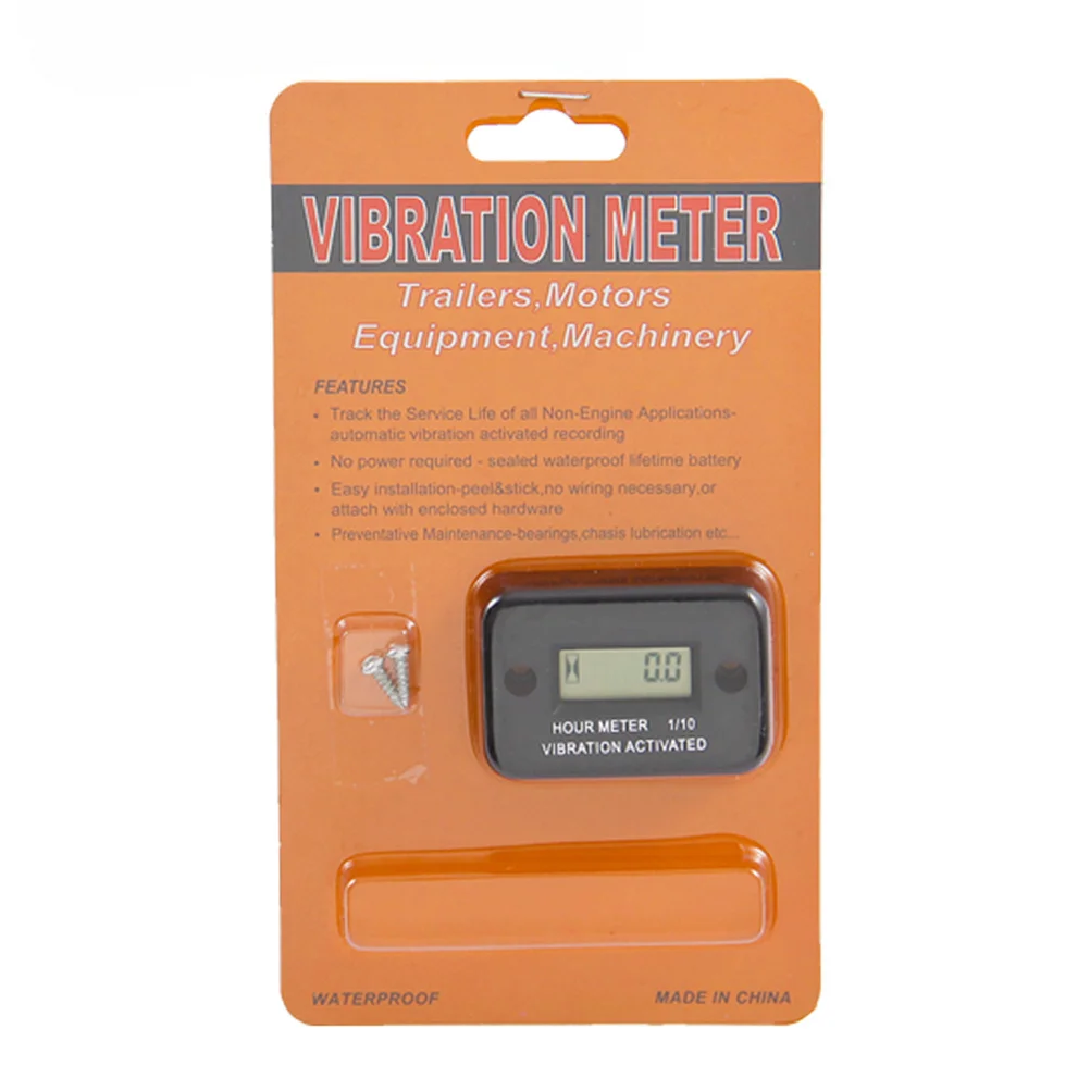 

Waterproof Vibration Timer Lcd Digital Tachometer For Engine Lawn Mower Motorcycle Atv Boat Black