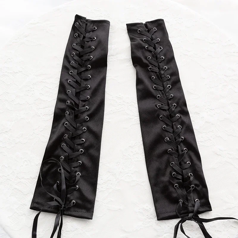 Gants sans doigts à lacets pour femmes, coude steampunk pour Costume de fête, chauffe-bras, mitaines Sexy, Clubwear, accessoires de Costumes de Cosplay