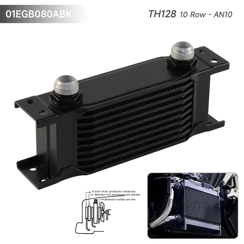 Oil Cooler 10/13/16/19/25/34/44 Row AN10 Matrix 128MM Thickness 50mm Transmission 10-AN 7/8