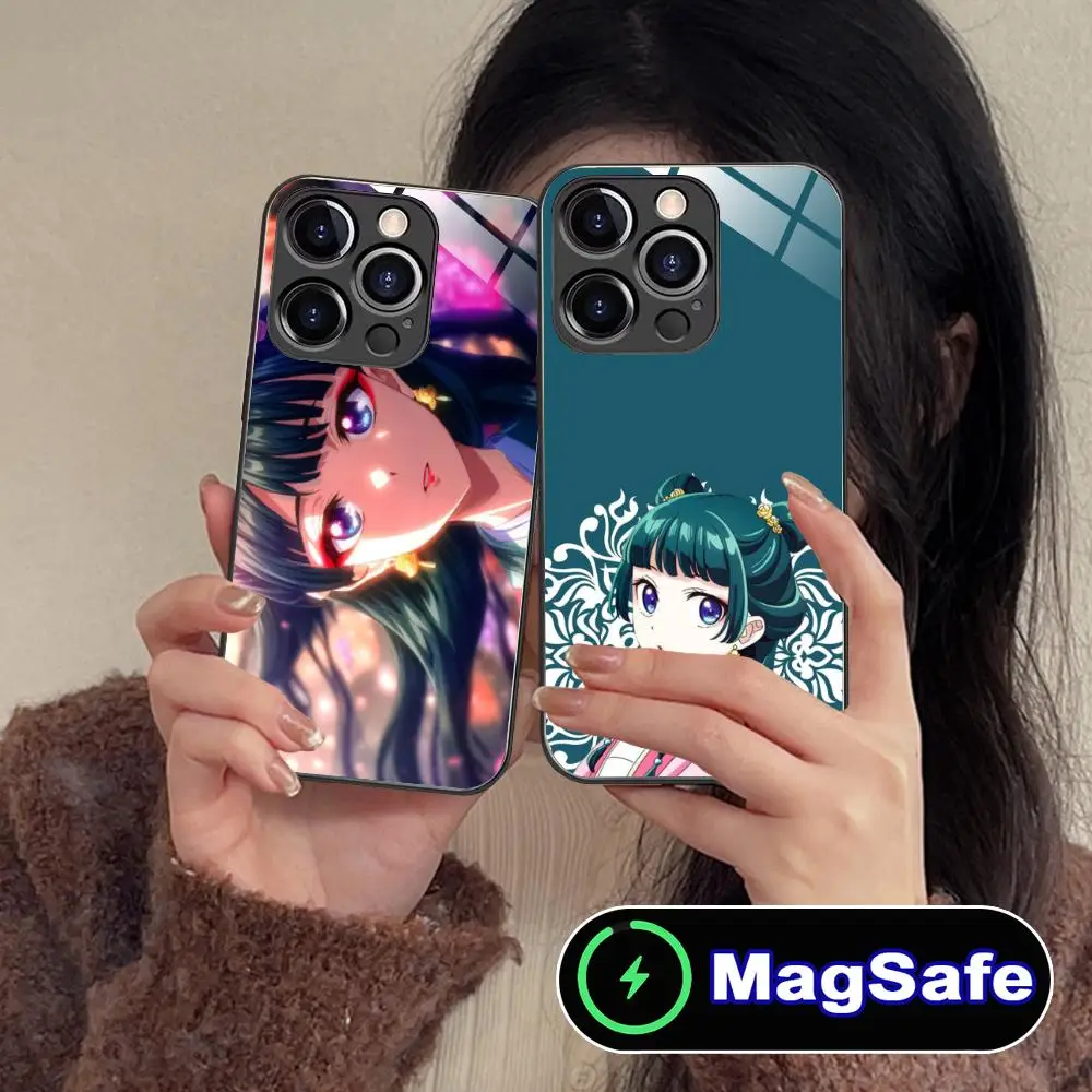 일기장 쿠수리야 마오마오 아이폰 16 15 14 13 12 11 프로 맥스 플러스 미니용 마그세이프 글라스 컬러 보호 케이스 예쁜 럭셔리