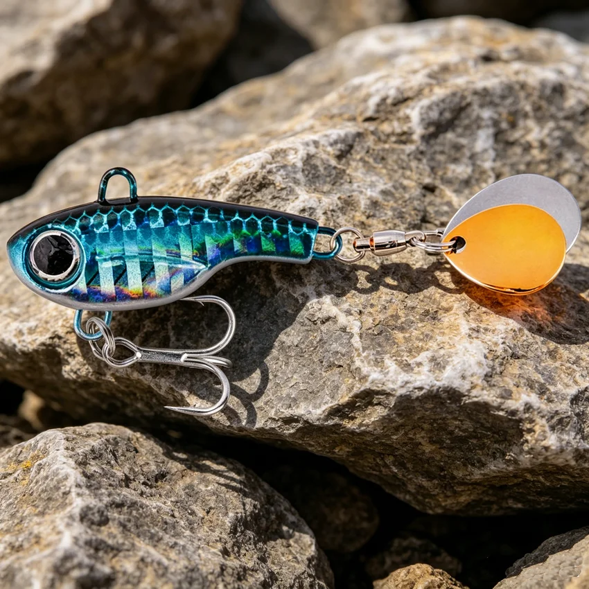 1PCS Metall Spinner Köder Metall VIB Angeln Locken 20g 17g-8g 5g Rotierenden schwanz Vibration Pailletten Japan Wobbler Trolling Köder Pesca