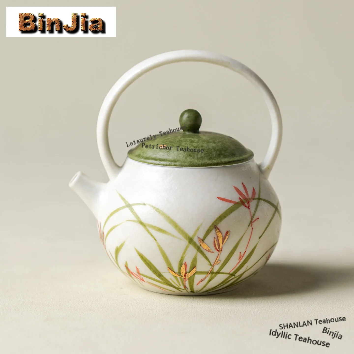 

90ml Hand-painted Orchid Lifting Handle Teapot Antique Tea Infuser Pot Tea Brewing Kettle with Strainer Tableware Supplies Craft