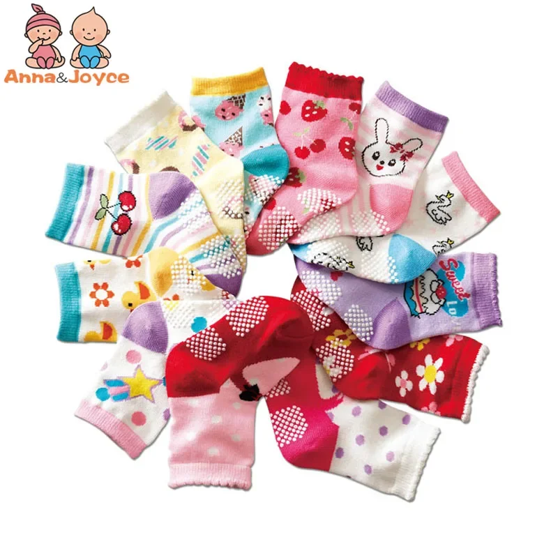 12Pairs/Lot Cotton Baby Socks Rubber Slip-Resistant Floor Small Kid\'s Suit 1-5Years