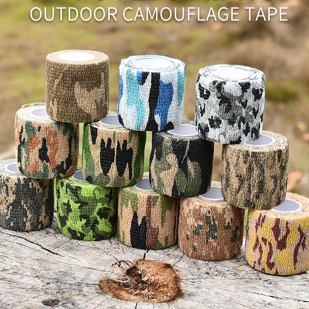 6 Roll 4.5m Bionic Tape Camping Camouflage Reusable Self Cling Hunting Rifle Fabric Tapes Wrap Fishing Rod Outdoor Tools