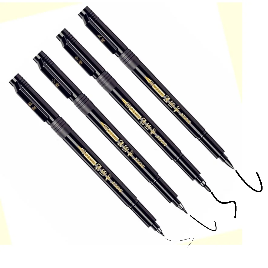 XS/S/M/L Black Calligraphy Pen Writing Painting Brush Business Signature Comic Drawing Tool School Office Supply Br2