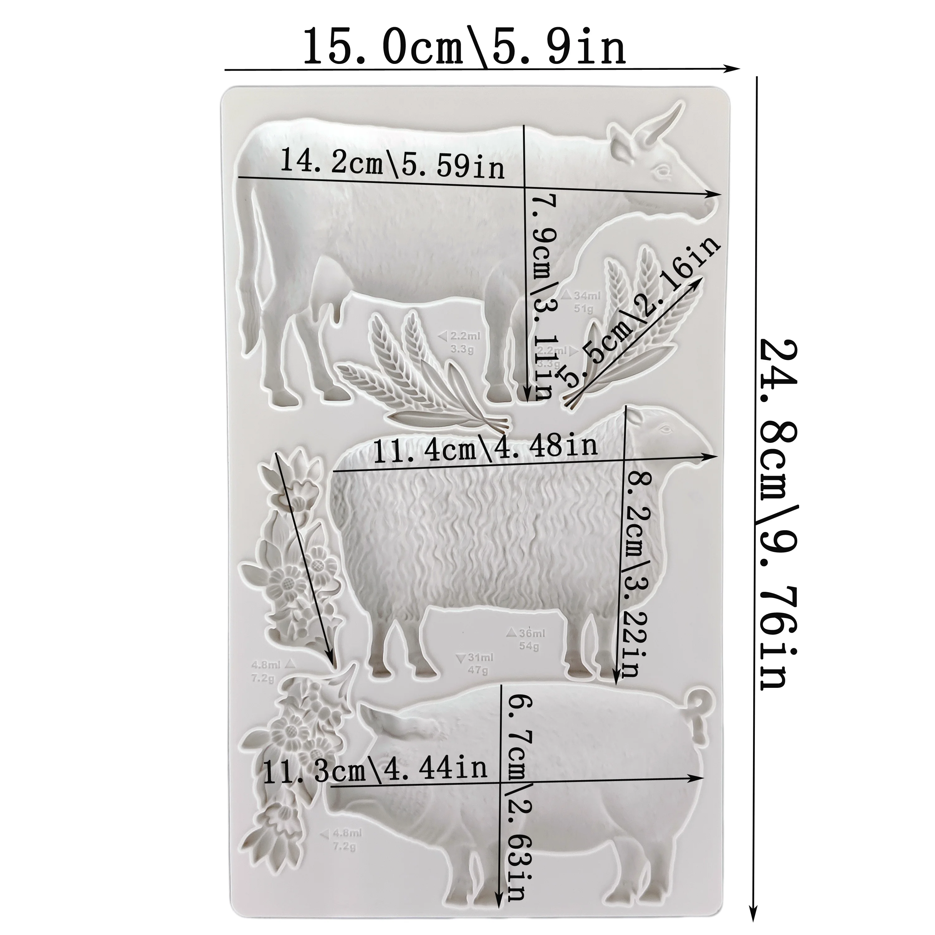 Farm Animals Sheep, Pigs, Cows Silicone Mould Fondant Cake Tool Gumpaste Mould, Sugarcraft, Chocolate Forms,Kitchen Accessories