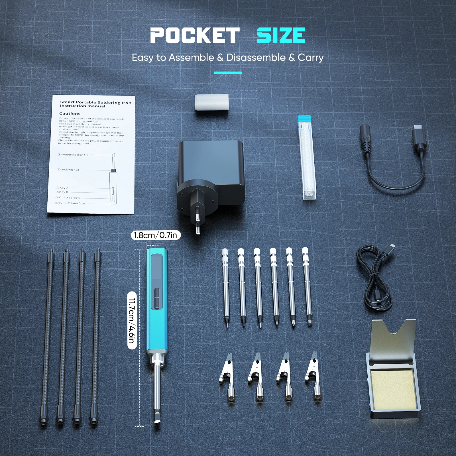 Intelligent Digital Soldering Iron Pen kit 8S Fast Temperature Rise Repairing Circuit Boards DIY Woodworking Draw