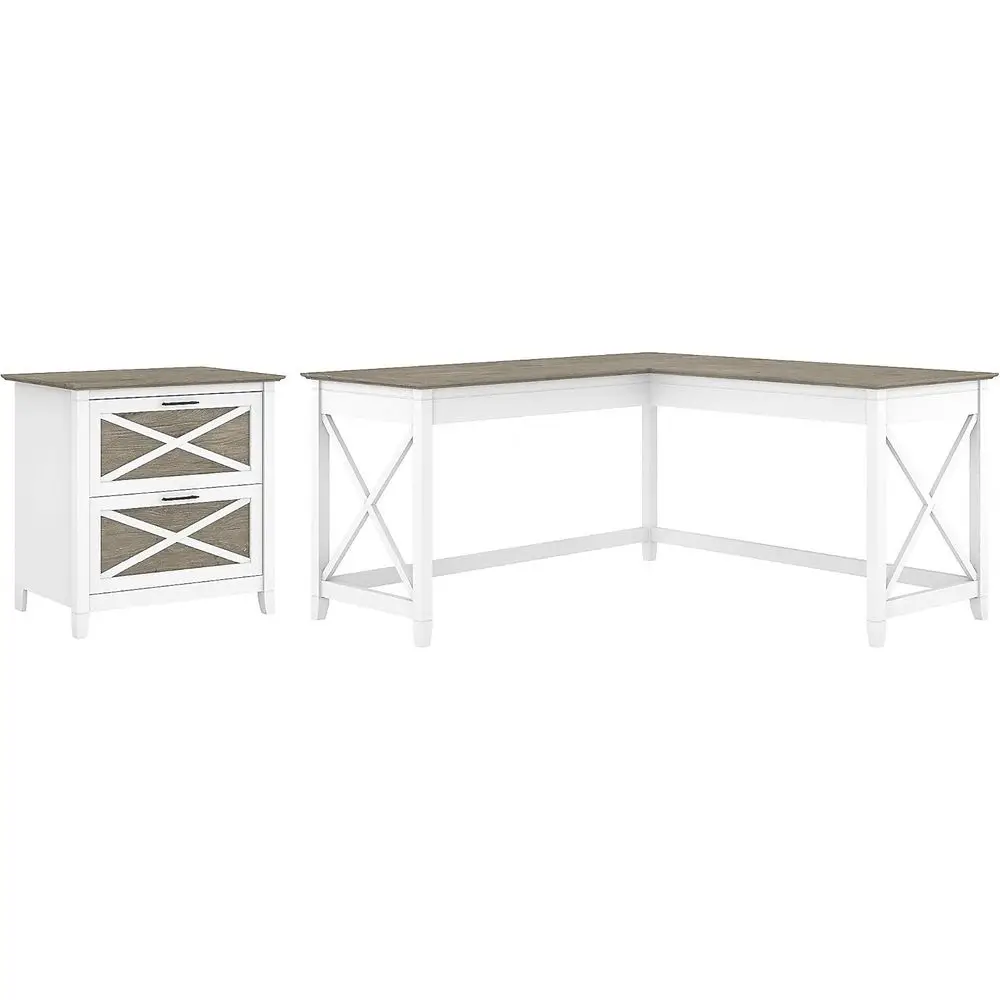 

Комплект L-образного офисного стола Key West с тумбой для хранения и органайзером для документов, 60Ш x 60Г x 30В