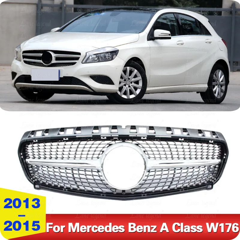 

Алмазный стиль для Mercedes Benz W176 2013 2014 2015, передняя решетка автомобиля, бампер, решетка, высокое качество, гоночные грили