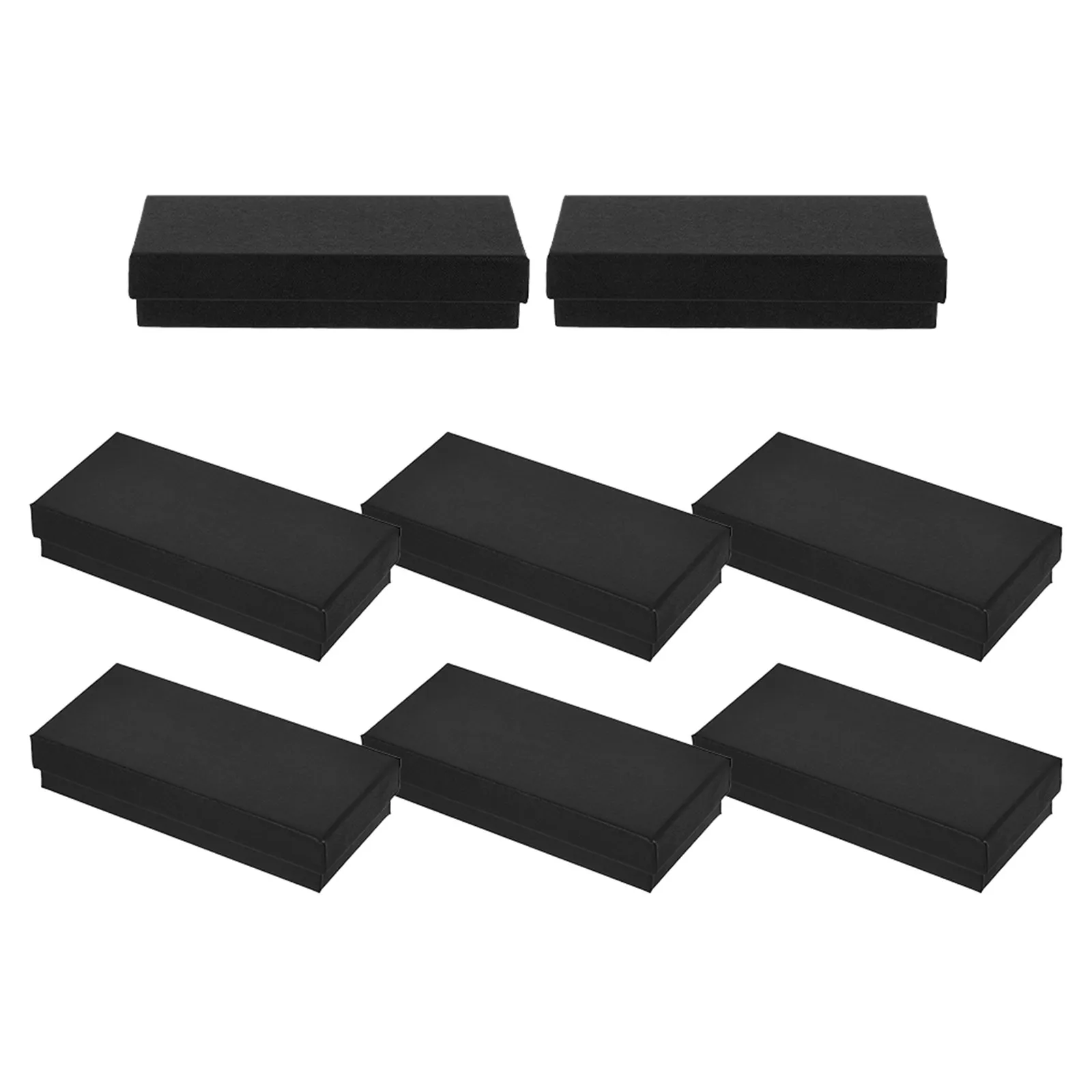 8Pcs Elegant Matte Black Rectangular Watch Box Case with Sturdy Lid and Soft Interior Lining for Men's Wristwatch Storage