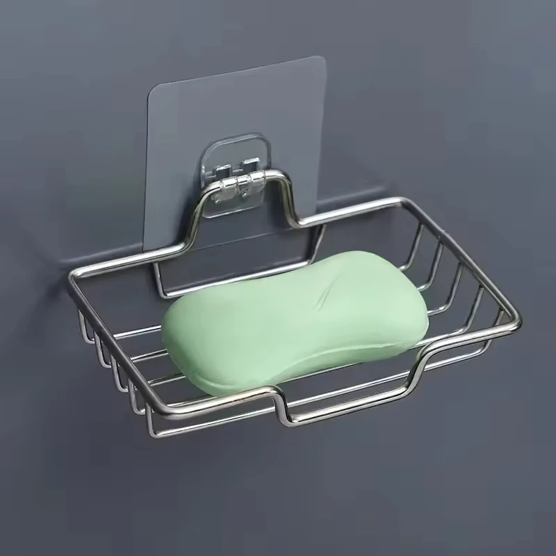 

High Quality Soap Rack Wall Mounted Soap Holder Stainless Steel Sponge Dish Bathroom Accessories Soap Dishes Self Adhesive 비누통