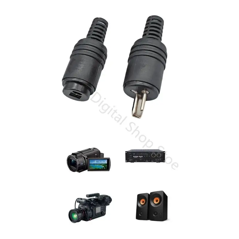 96BA Black 2 Pin Auditory Cable Repair Plugs 5 Piece Pack, ABS Housing for DIY Wire Assembly, Replacement Use, and Service Tasks