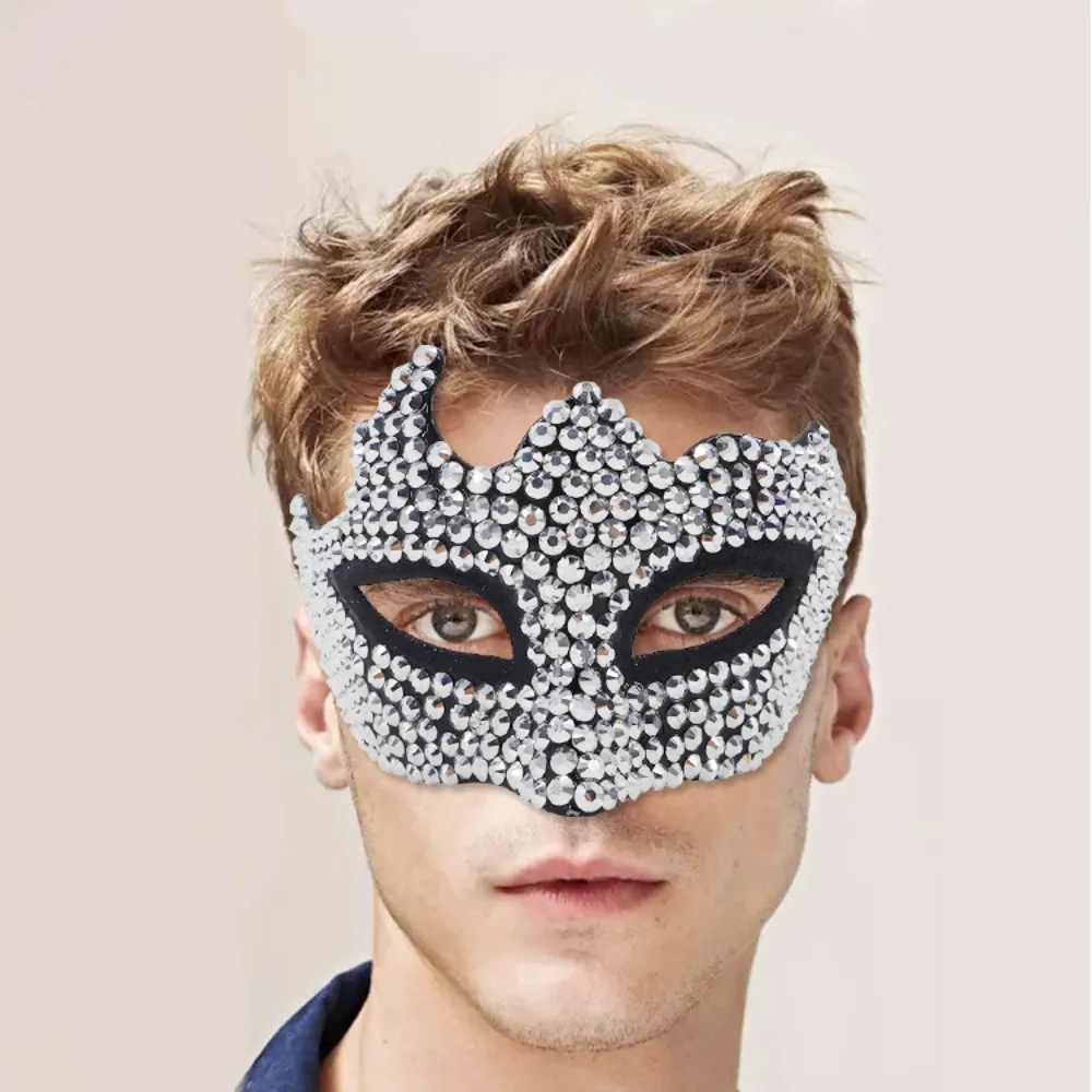 Halloween Mask Concert Performance Mask High-end Rhinestone Half Face Mask Fashion Eye Mask Party Prom Carnival Cosplay