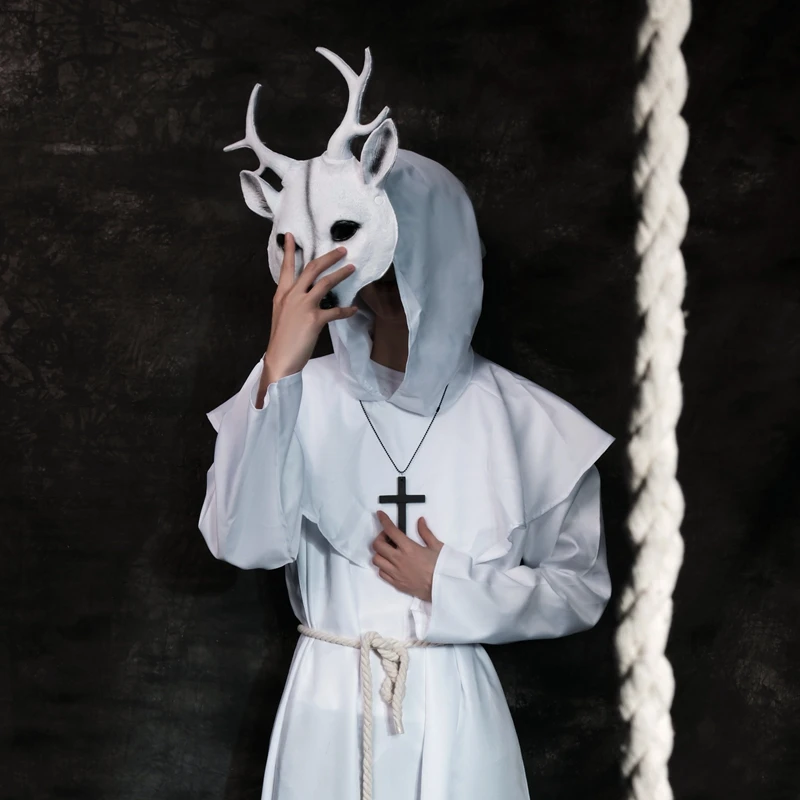 Halloween Cosplay Weiß Deer Maske für Männer Karneval Party Rave Maskerade Maske Anime Cosplay Requisiten Mardi gras Maske Geweih Decor
