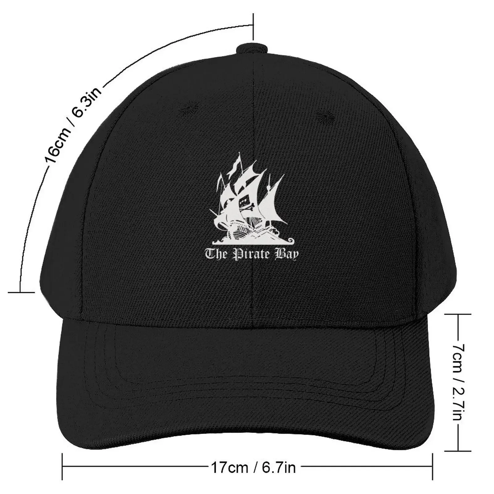 The Pirate Bay Logo [White On Black] Baseball Cap Sports Cap Kids Hat Women's 2024 Men's