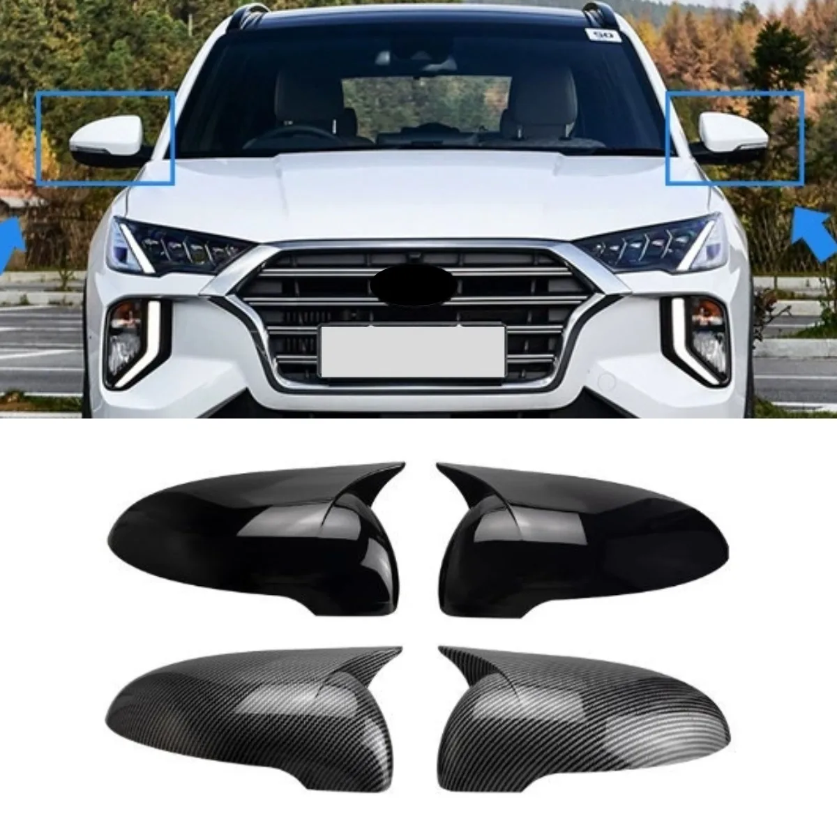 

Car Rearview Cover Protect Side Mirror Cover Mirror Caps For Hyundai Tucson 2016-2021 Body Kit Car Accessories