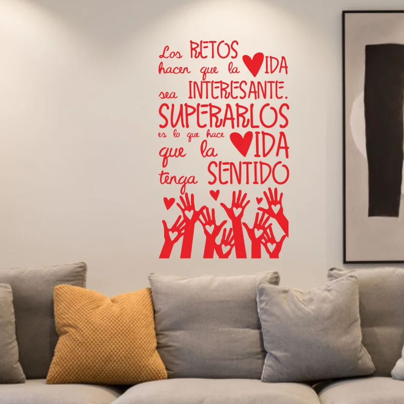 Wall Stickers With Motivating Phrase LOS RETOS HACEN QUE Spanish Quotes Decorative Decals Poster Vinyl Livingroom Murals #48