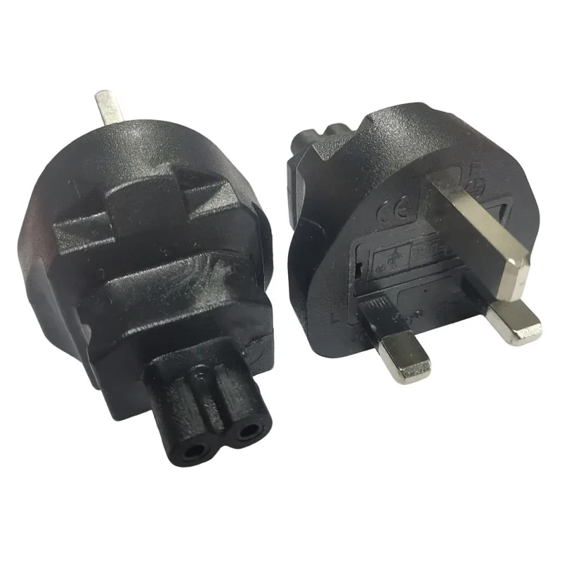 Black Fused UK male to IEC320 C7 female Power Adapter Plug British HongKong Singapore 3 Prong to 8 type female Power Connector