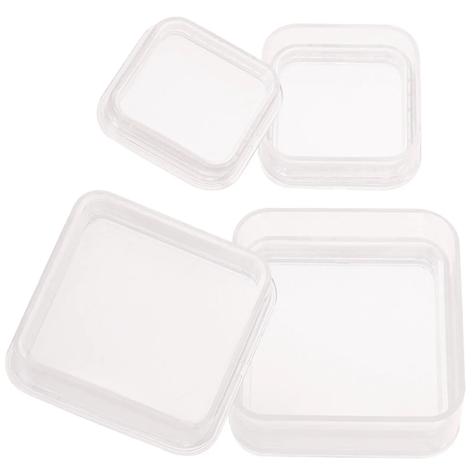 2Pcs Clear Jewelry Storage Box Fashion Simple Design Film Sealed Protective Case for Travel Home Use Earrings Necklaces Rings