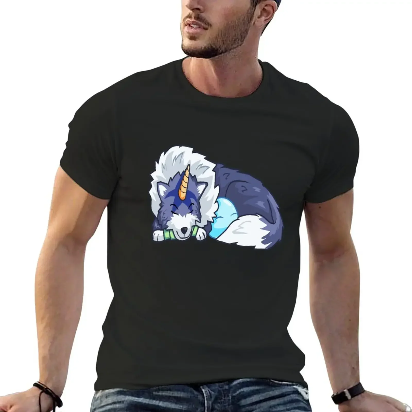 That Time I Got Reincarnated as a Slime - Ranga and Rimuru Sleeping T-Shirt cute tops men clothing