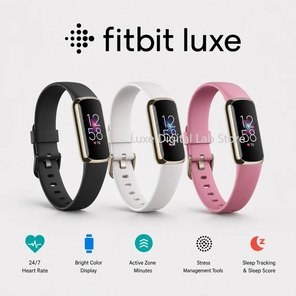 Fitbit Luxe Fitness Tracker AMOLED Screen 24/7 Heart Rate Monitor Sleep SpO2 Stress Tracker Waterproof Smart Bracelet